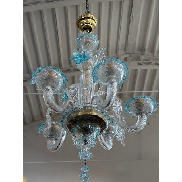 Vintage Five-Light Murano Chandelier, 1980s For Sale - Image 3 of 9