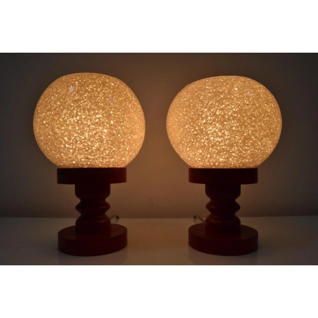 Made in czechoslovakia made of wood,plastic 2x60w,e27 or e26 bulb with aged patina re-polished original condition us...