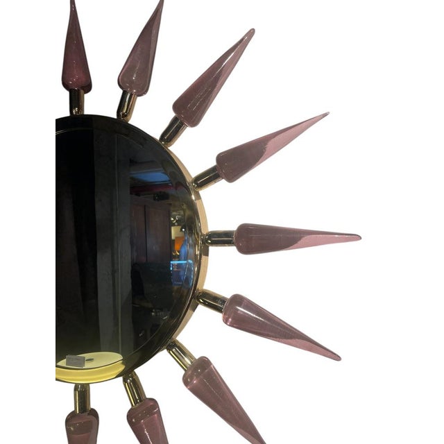 Metal Murano Glass Mirror attributed to Gino Cenedese, 1980s For Sale - Image 7 of 9