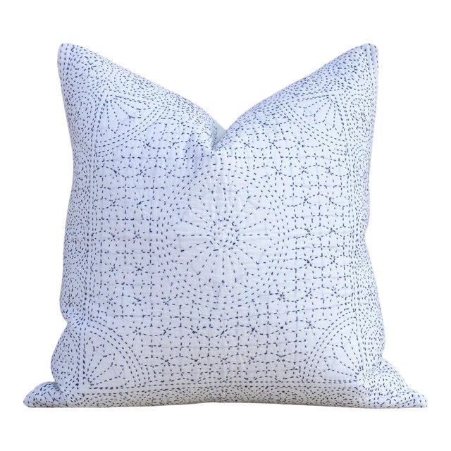 Indigo Filanan Kantha Small Pillow For Sale
