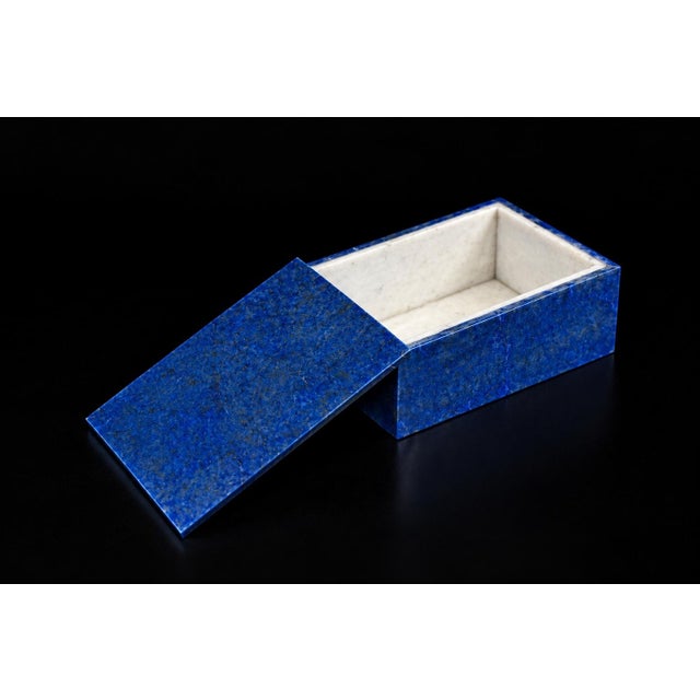 Lapis Lazuli Box Single Panel Whole Slab Lid and 2 Sides Italian No Dye or Filler For Sale - Image 12 of 16