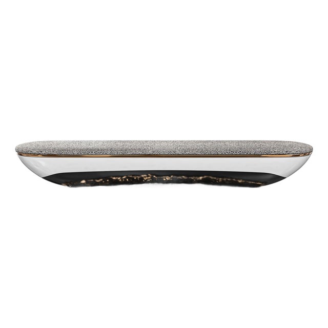 "California" Bench, Bronze, Stainless Steel, Tailor Made Galuchat Leather For Sale