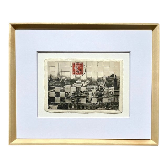 Panorama Des Huit Ponts, Paris, Hand Cut and Woven Vintage Photo Postcards, Framed For Sale