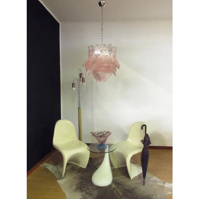 Vintage Italian Murano Glass Chandelier with 38 Pink Glasses For Sale - Image 6 of 18
