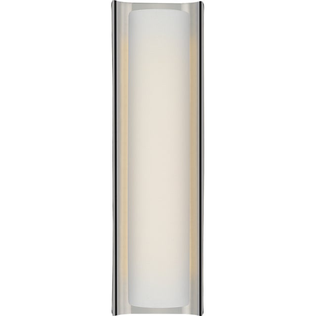 Windsor Smith for Visual Comfort Signature Penumbra 21" Sconce in Polished Nickel and Linen For Sale
