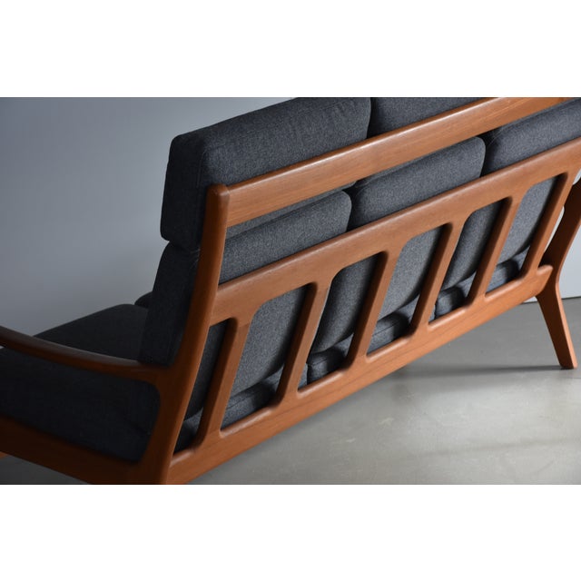 Reupholstered Teak High-Back Sofa by Juul Kristensen with Kvadrat Tonica Fabric, 1970s For Sale - Image 10 of 15