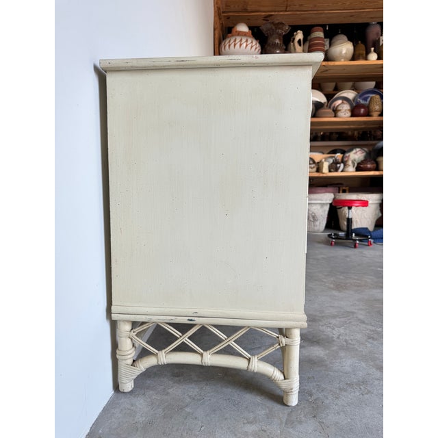Coastal Vintage Ficks Reed Rattan and Faux Bamboo Eight Drawer Dresser/Sold For Sale - Image 3 of 12