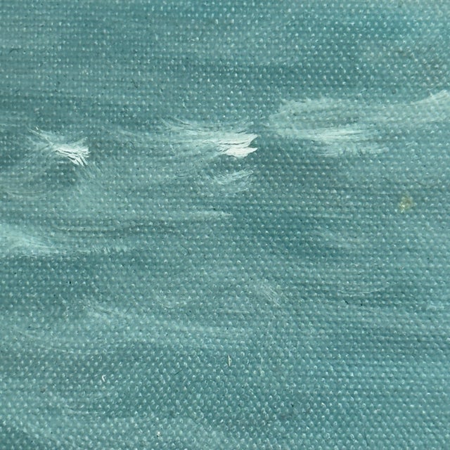 Navy Blue Vintage Original Oil Painting Uss Ozark McS-2 u.s. Navy Ship C. 1969 For Sale - Image 8 of 11