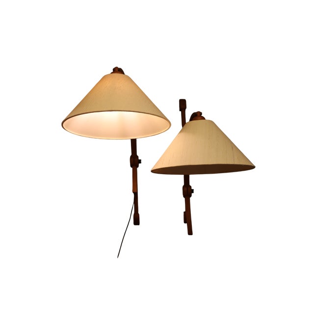 Mid-Century Modern Domus Wall Lamp in Teak with Light Beige Lampshade, 1960s For Sale - Image 3 of 18