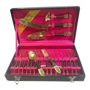 Mid-Century Siam Brass Bronze Dessert Set- 20 Pieces