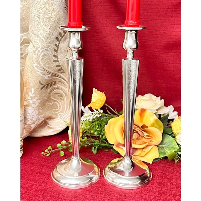 Silver Vintage Sterling Silver Candle Sticks - a Pair For Sale - Image 8 of 11