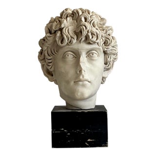 Vintage Boho Ceramic Bust of Marcus Aurelius For Sale