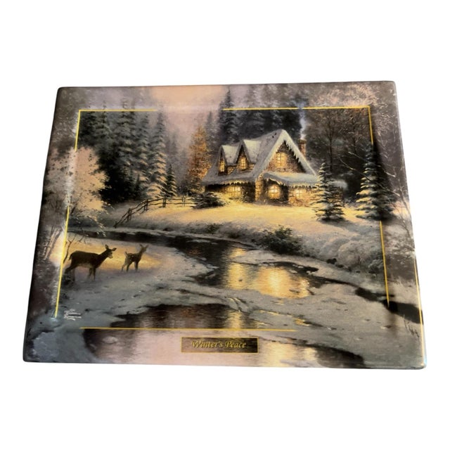 Realism 1990s Thomas Kinkade Seasons of Reflection – Set of 4 Framed Collector Plates For Sale - Image 3 of 6