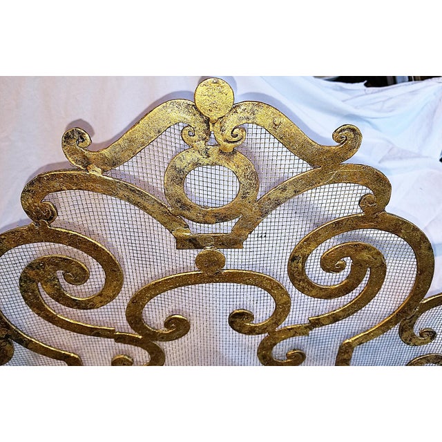 1990s French Rococo Louis XIV Style Gilt Fireplace Screen For Sale - Image 4 of 7