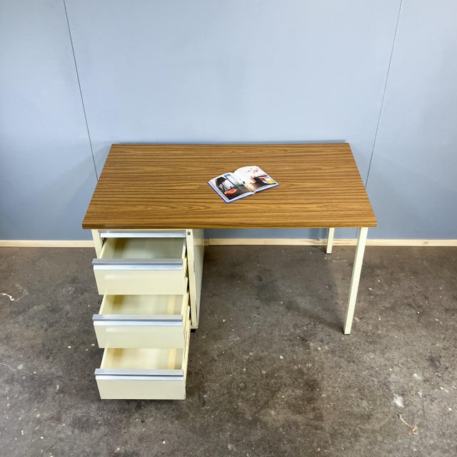 Brown Vintage Doctors Desk in Lacquered Metal and Chipboard, 1970s For Sale - Image 8 of 12