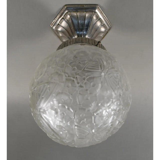 HETTIER & VINCENT A beautiful French art deco flush mount by Hettier & Vincent in nickel plated solid brass or bronze and...