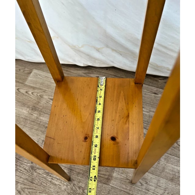 Vintage Lane Wood Plant Stand Museum Folk Art Pedestal Tall Accent Table For Sale - Image 12 of 14