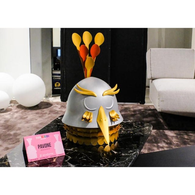 Raw & Rainbow Pavone Sculpture in Powder-Coated Aluminum by altreforme Limited Edition Of 10 Pieces. Dimensions: Ø 29 x H...