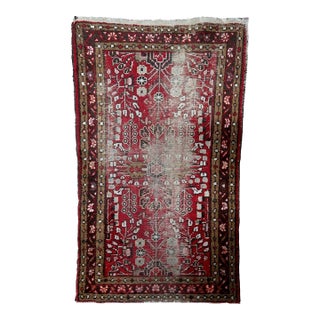 Antique Persian Hamadan Distressed Handmade Rug 2.6' X 4.4' 1920s For Sale