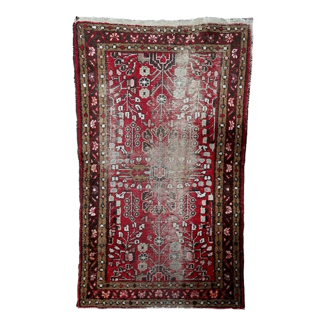 Antique Persian Hamadan Distressed Handmade Rug 2.6' X 4.4' 1920s For Sale