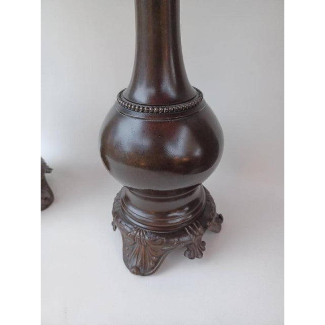 Napoleon III Bronze Petroleum Lamps, 1860s, Set of 2 For Sale - Image 5 of 14