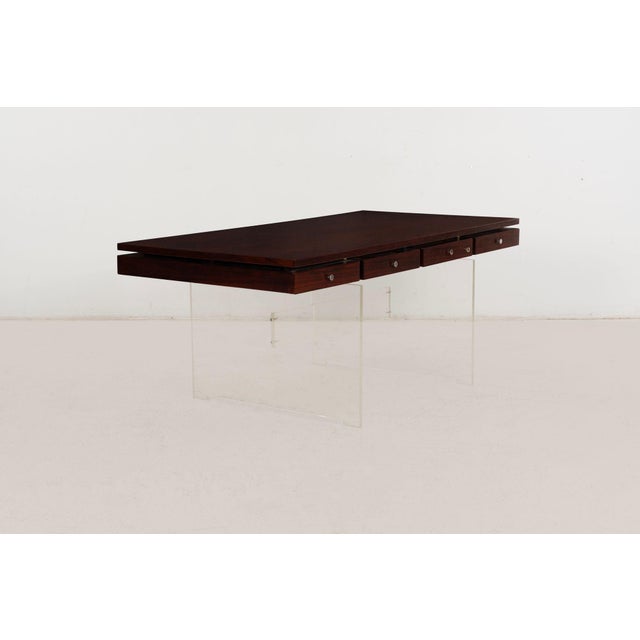 Poul Nørreklit Rosewood and Lucite Executive Desk for Sigurd Hansen, Denmark, 1960s For Sale - Image 9 of 18