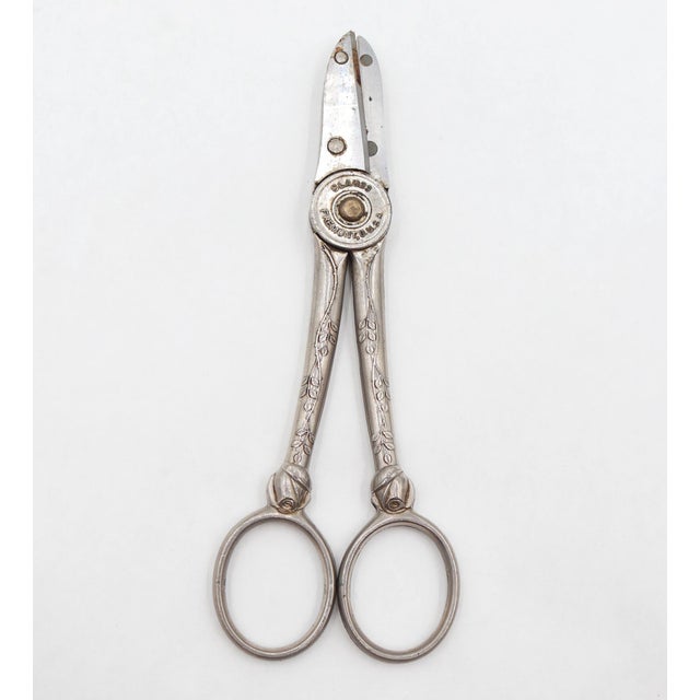 Vintage Garden Club scissors made by Clauss Cutlery in the 1950s. It is made of silver plated brass with rose flower and...