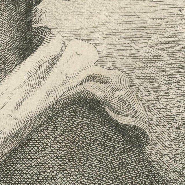 Beige Joel Ballin, Bust of a 75-Year-Woman, 1850, Etching For Sale - Image 8 of 12