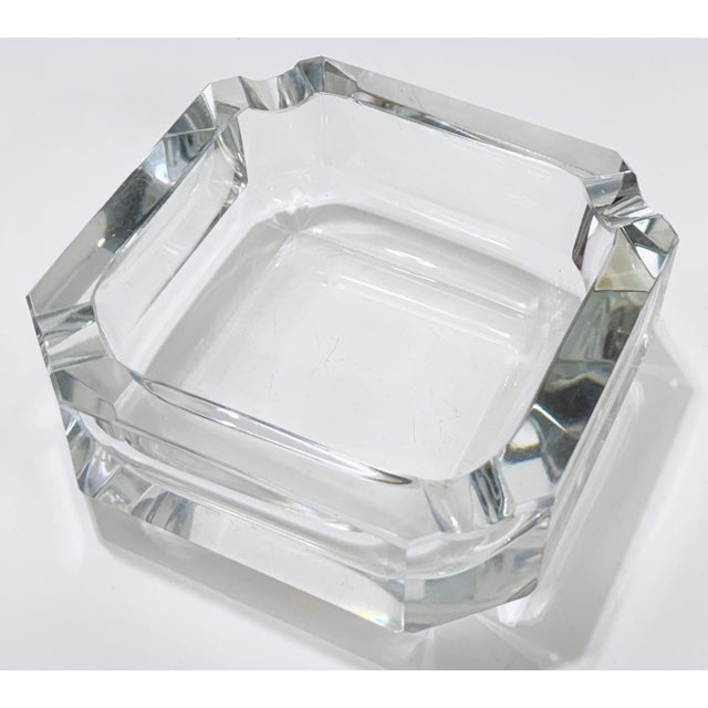 Transparent Vintage Glass Square Cut Ashtray or Catchall Dish For Sale - Image 8 of 9
