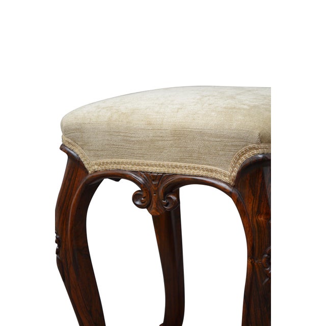 Wood English Victorian Dressing Table Stool in Goncalo Alves Wood, 1860 For Sale - Image 7 of 8