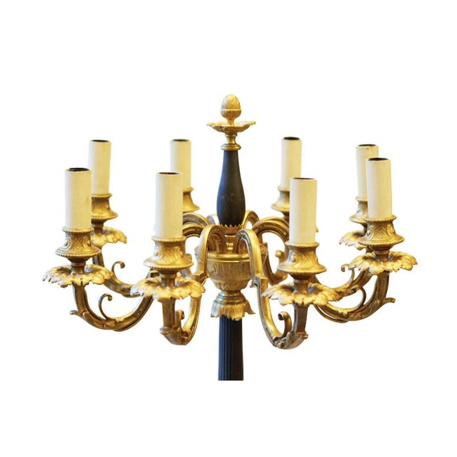 20th Century French Floor Lamp in Gilded and Patinated Bronze, 1890s For Sale - Image 5 of 6