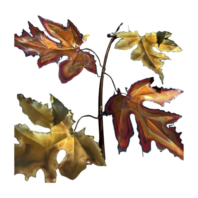 Copper 1982 Torch-Cut Metal Leaf Sculpture — 53” - Signed For Sale - Image 8 of 17