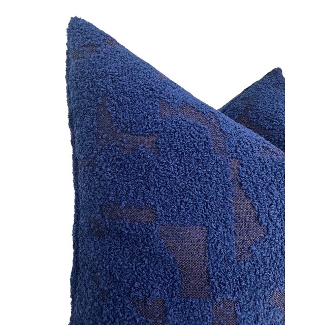 Art Deco Midnight Mosaic Pillow Cover in Blue, 22x22 Pillow For Sale - Image 3 of 3