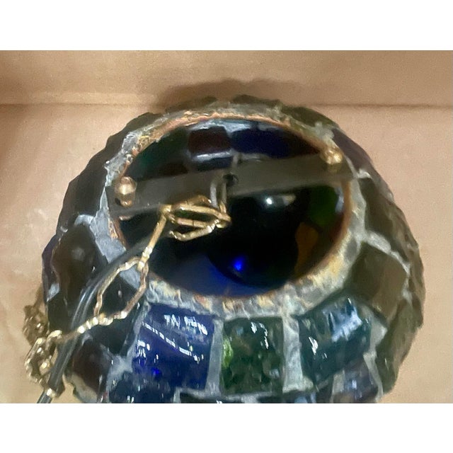 Peter Marsh Brutalist Hanging Colored Glass Chunk Fragment Globe Pendant Light For Sale - Image 9 of 12