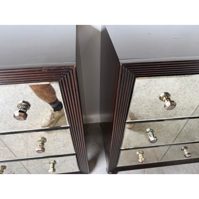 2000 - 2009 Tommy Bahama Royal Kahala Starlight Mirrored Three-Drawer Nightstands – A Pair For Sale - Image 5 of 18