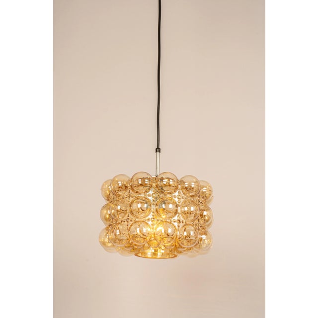 Gold Large Amber Bubble Glass Pendant by Helena Tynell for Limburg, Germany, 1970s For Sale - Image 8 of 16