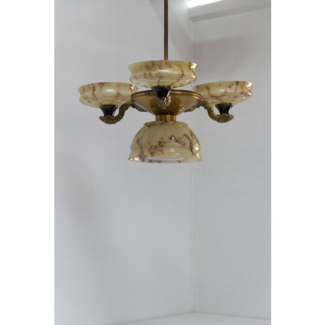 Art Nouveau Danish Chandelier with Marbled Opaline Shades, 1920s For Sale - Image 18 of 18