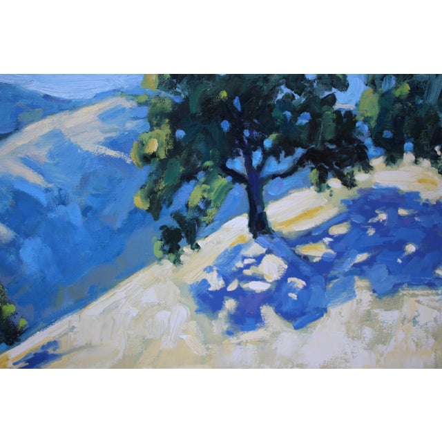 Contemporary Contemporary Oil Painting, Golden Hills & Oaks Landscape by L Haas For Sale - Image 3 of 11