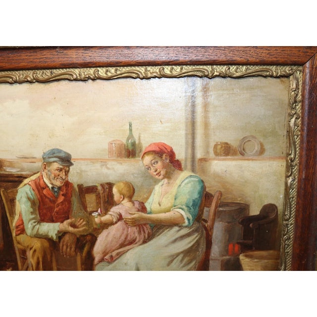 Antique 1800's Original Donatus Buongiorno Oil Painting Grandparents Baby Canvas For Sale In New York - Image 6 of 12