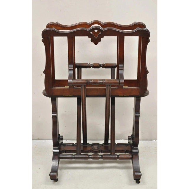 Antique American Victorian Carved Black Walnut Adjustable Folio Print Stand. Item features 3 adjustable positions, solid...