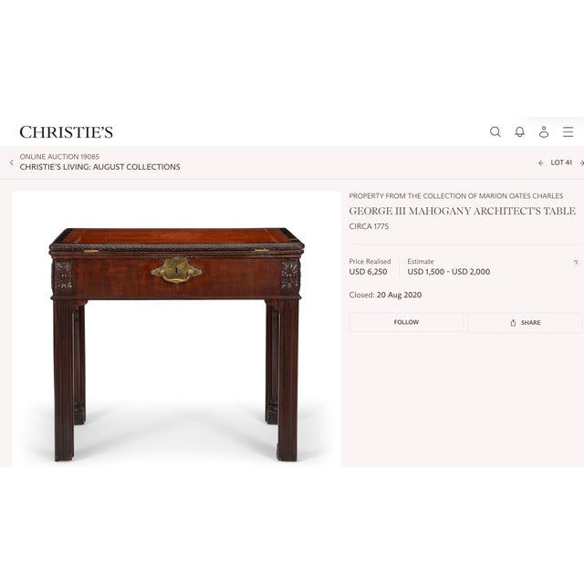 George III Mahogany Architect's Table. Circa 1775 For Sale - Image 14 of 14