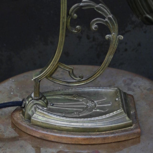 Metal Art Nouveau French Brass Table Desk Light, 1910s For Sale - Image 7 of 10