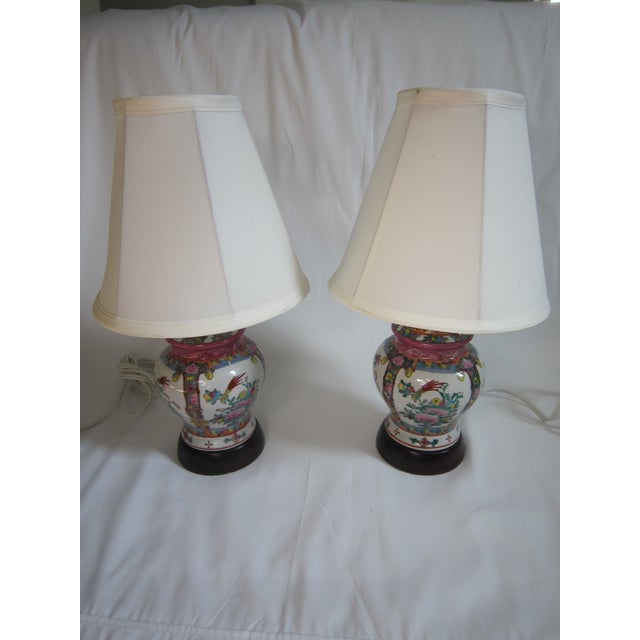 Chinese Vintage Chinese Porcelain Lamps, Pair For Sale - Image 3 of 8