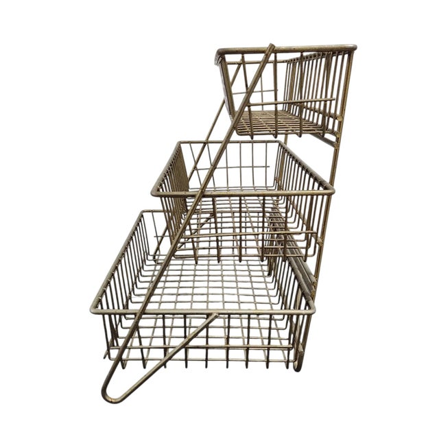 Farmhouse Vintage Ehrler’s Candies 3-Tier Wire Display Rack With Original Tag – Industrial Farmhouse Storage For Sale - Image 3 of 8