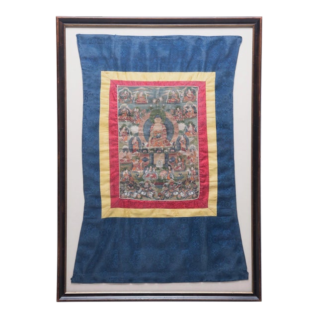 Framed Tibetan Thangka of Shakyamuni, 19th Century For Sale