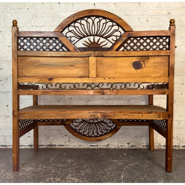 Mid 20th Century Large Spanish Colonial Style Bench For Sale - Image 4 of 11