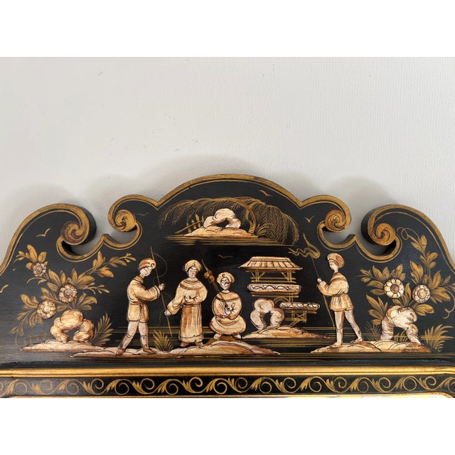 Vintage Italian Chinoiserie Decorated Wall Mirror For Sale - Image 4 of 8