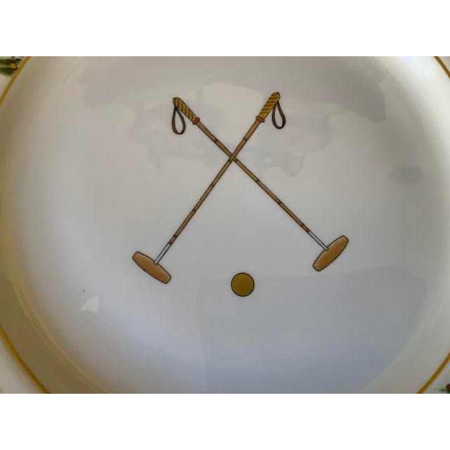 White Palm Beach Polo Boehm Bone China Hand Painted Gilt Dinner Plate For Sale - Image 8 of 9