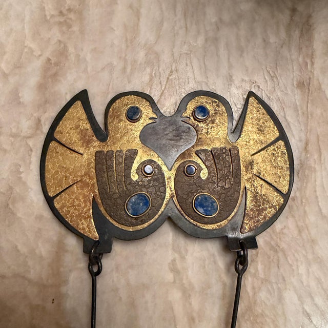 For your consideration, decorative wall hanging is a piece of Mid-Century Modern folk art, typically handcrafted in Chile...