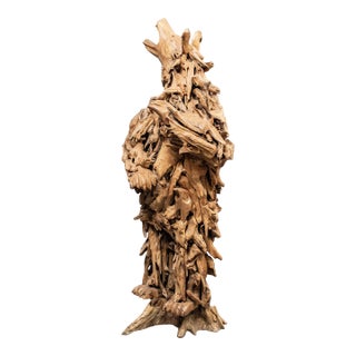 Tall Carved Reclaimed Teak Bear Sculpture For Sale